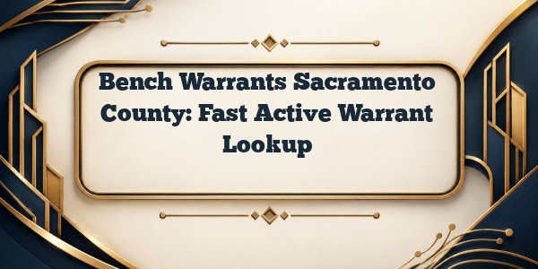 Bench Warrants Sacramento County: Fast Active Warrant Lookup