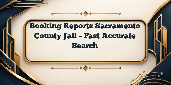 Booking Reports Sacramento County Jail – Fast Accurate Search