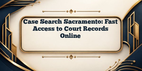 Case Search Sacramento: Fast Access to Court Records Online