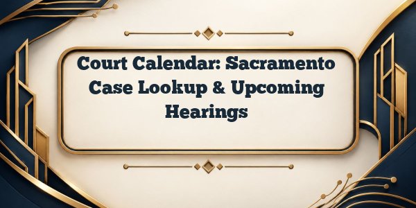 Court Calendar: Sacramento Case Lookup & Upcoming Hearings