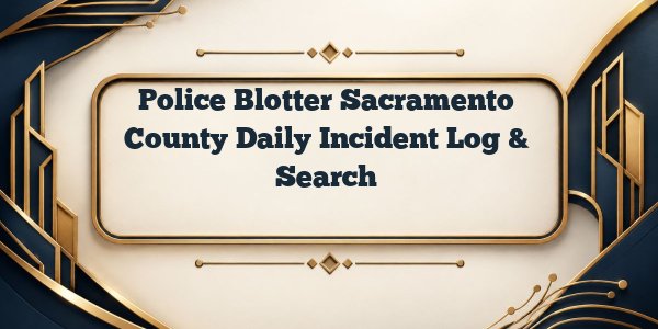 Police Blotter Sacramento County Daily Incident Log & Search