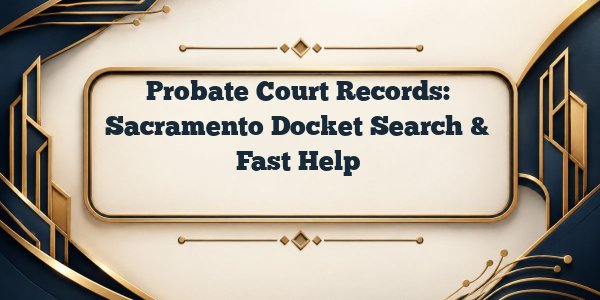 Probate Court Records: Sacramento Docket Search & Fast Help