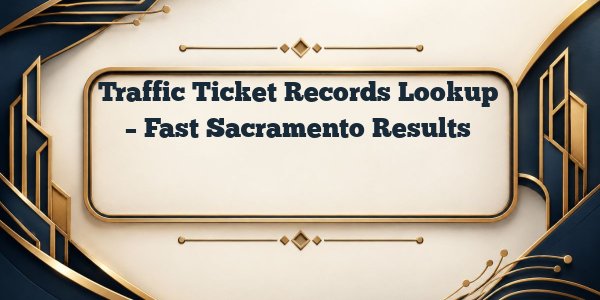 Traffic Ticket Records Lookup – Fast Sacramento Results